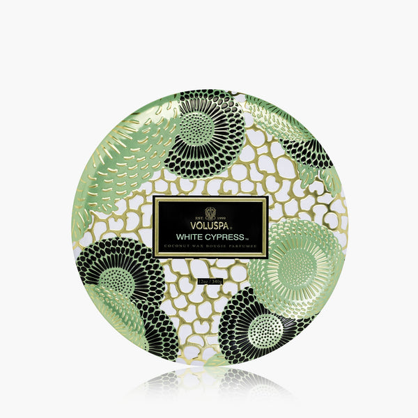 White Cypress 3-Wick Tin Candle