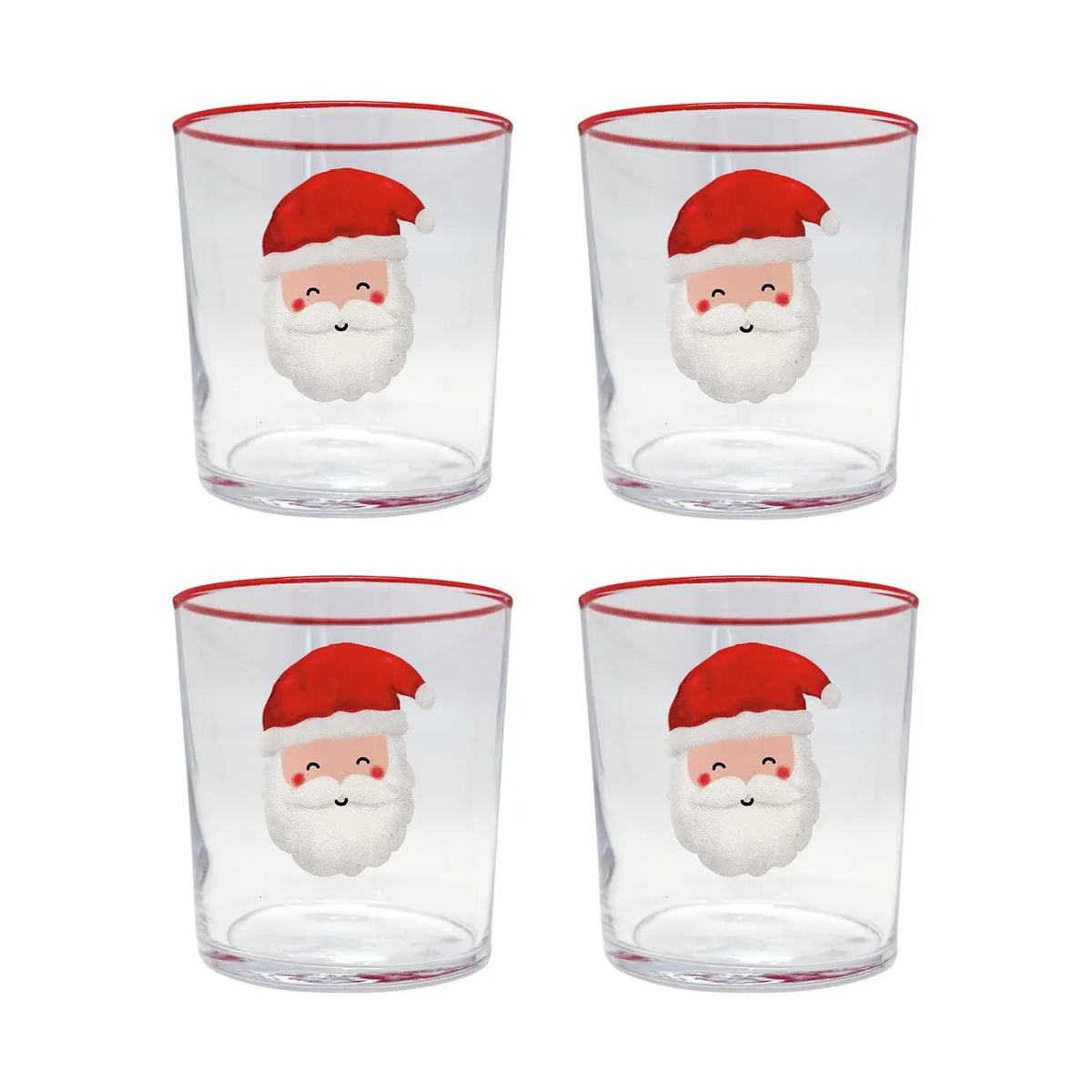 Santa Suite of 4 Double Old Fashion Glasses