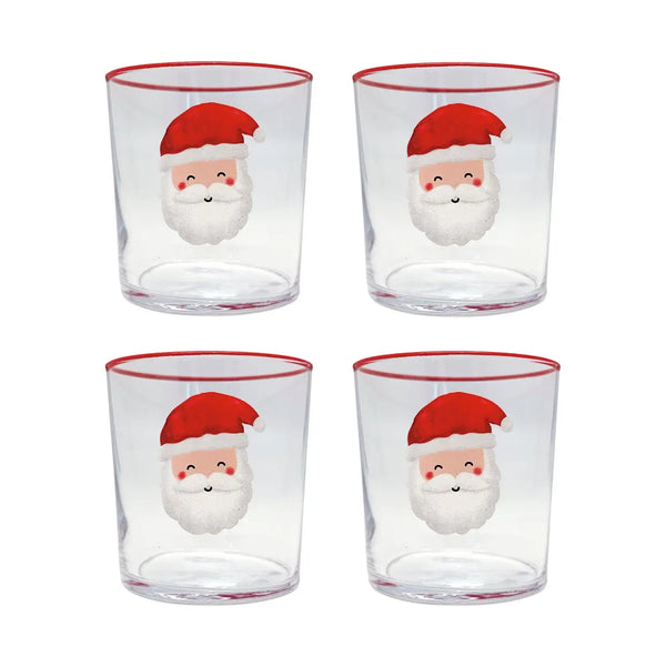 Santa Suite of 4 Double Old Fashion Glasses
