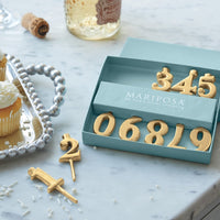 Gold Number Candle Holder Set
