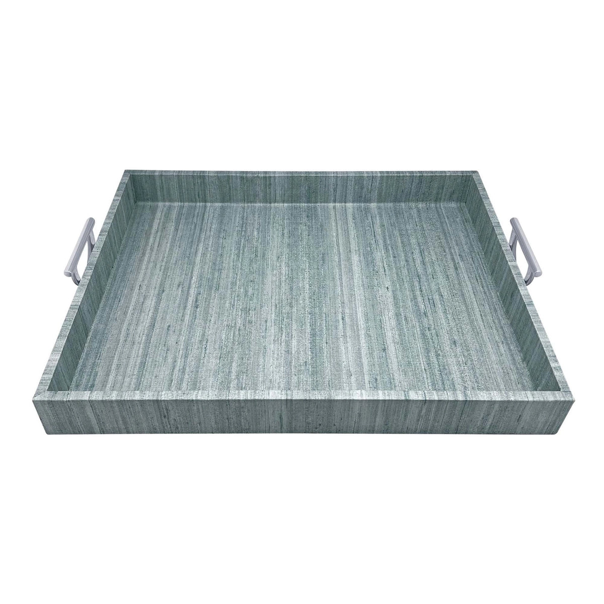 Capri Faux Grasscloth Tray with Metal Handles