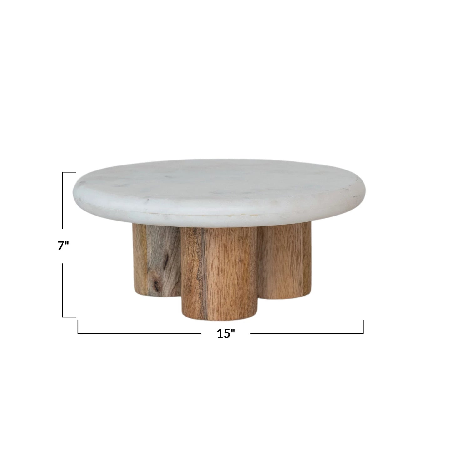 Marble Pedestal with Mango Wood Legs