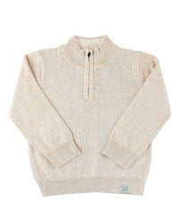 Boys Heather Oatmeal Quarter-Zip Sweater