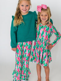 Girls Pink Jolly Grove Knit Long Sleeve Twirl Dress