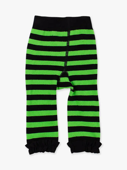 Green Stripe Footless Ruffle Tights