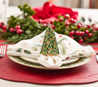 Bejeweled Xmas Napkin Ring in Red, Green & Gold, Set of 4 in a Gift Box