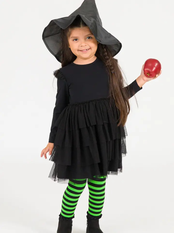 Green Stripe Footless Ruffle Tights