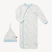 Blue Little Bitty Pretty One Modal Cozy Sleeper Gown + Hat Set (NB-3m)