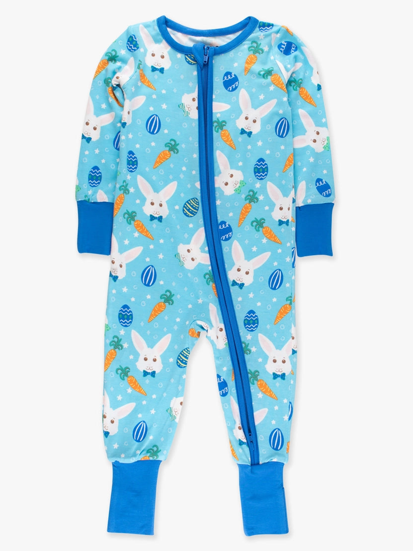 Softsnooze™ Blue Bow Tie Bunnies Convertible Footie PF