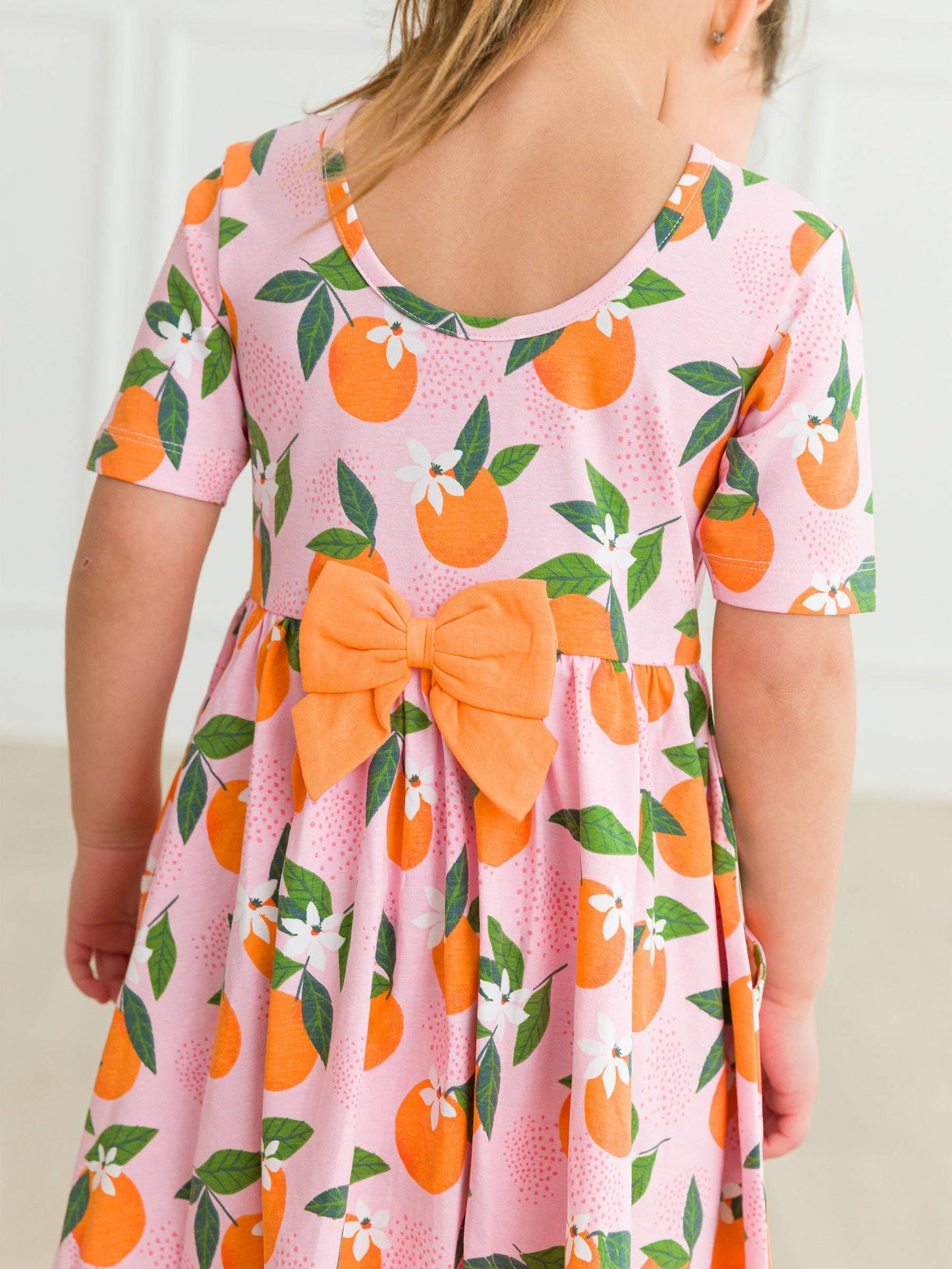 Girls Orange You The Sweetest Short Sleeve Knit Twirl Dress