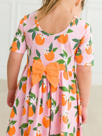 Girls Orange You The Sweetest Short Sleeve Knit Twirl Dress