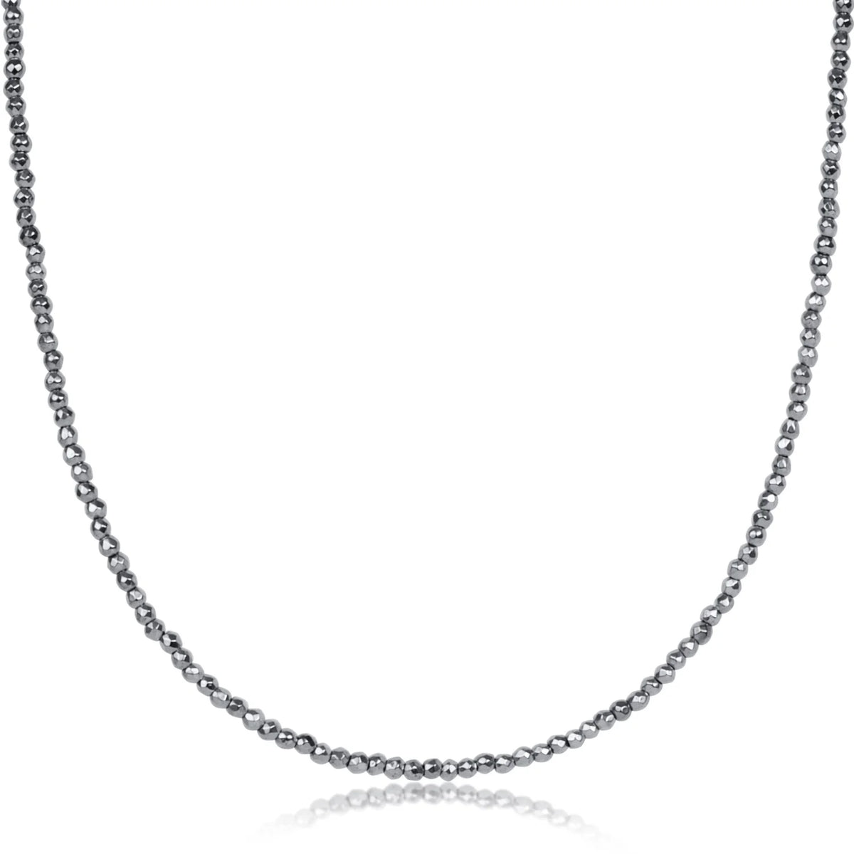 choker silver faceted hematite 2mm bead