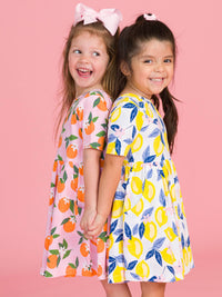 Girls Orange You The Sweetest Short Sleeve Knit Twirl Dress