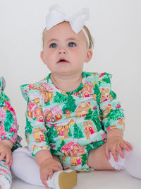 Pink Gingerbread Long Sleeve Bubble Romper