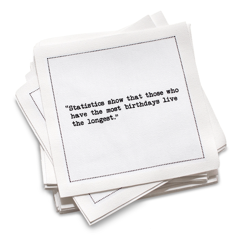 Birthday Quotes - White Cotton Cocktail Napkins