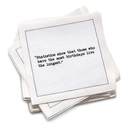 Birthday Quotes - White Cotton Cocktail Napkins
