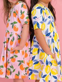 Girls Orange You The Sweetest Short Sleeve Knit Twirl Dress