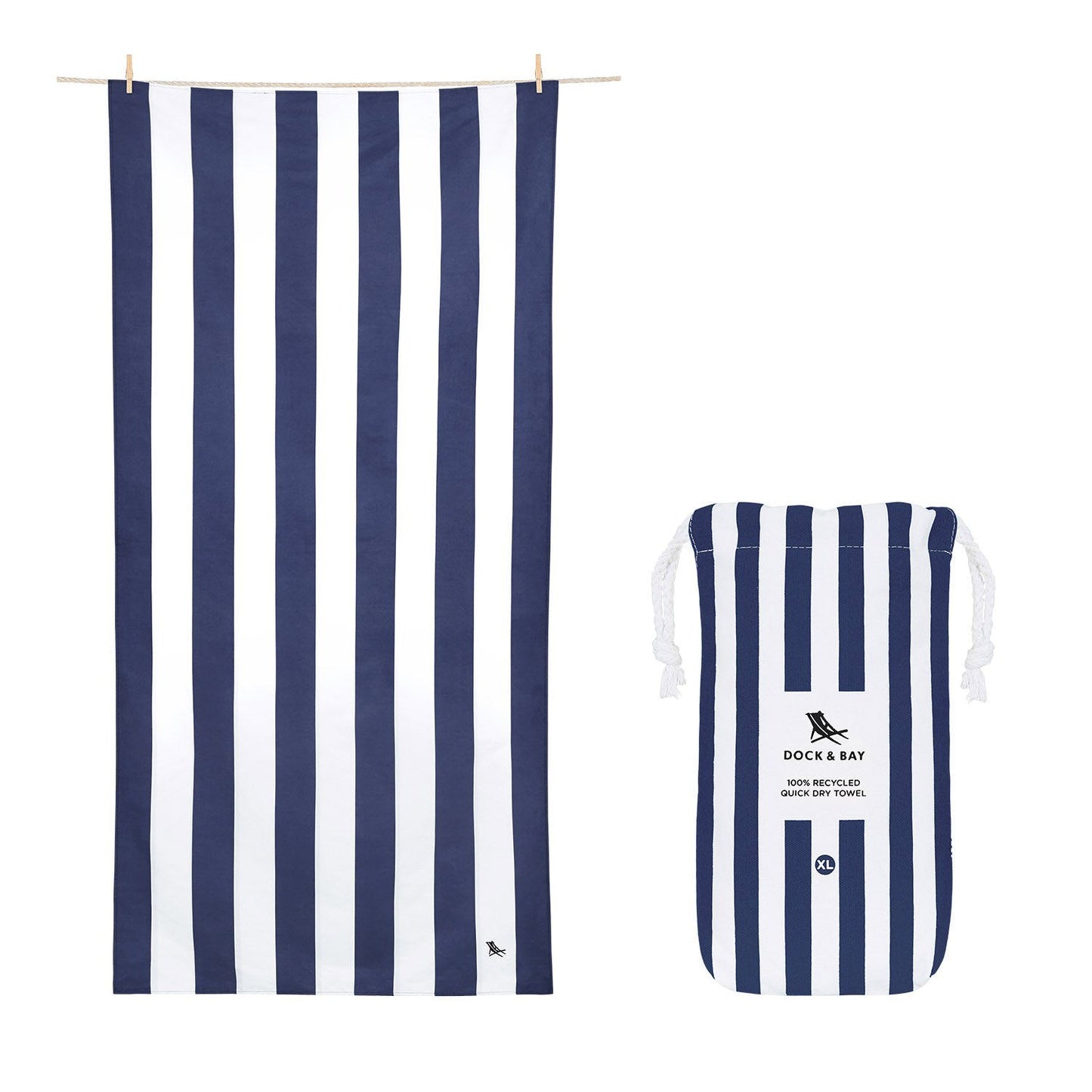 Striped Sand Free Beach & Travel Towel | Navy Blue