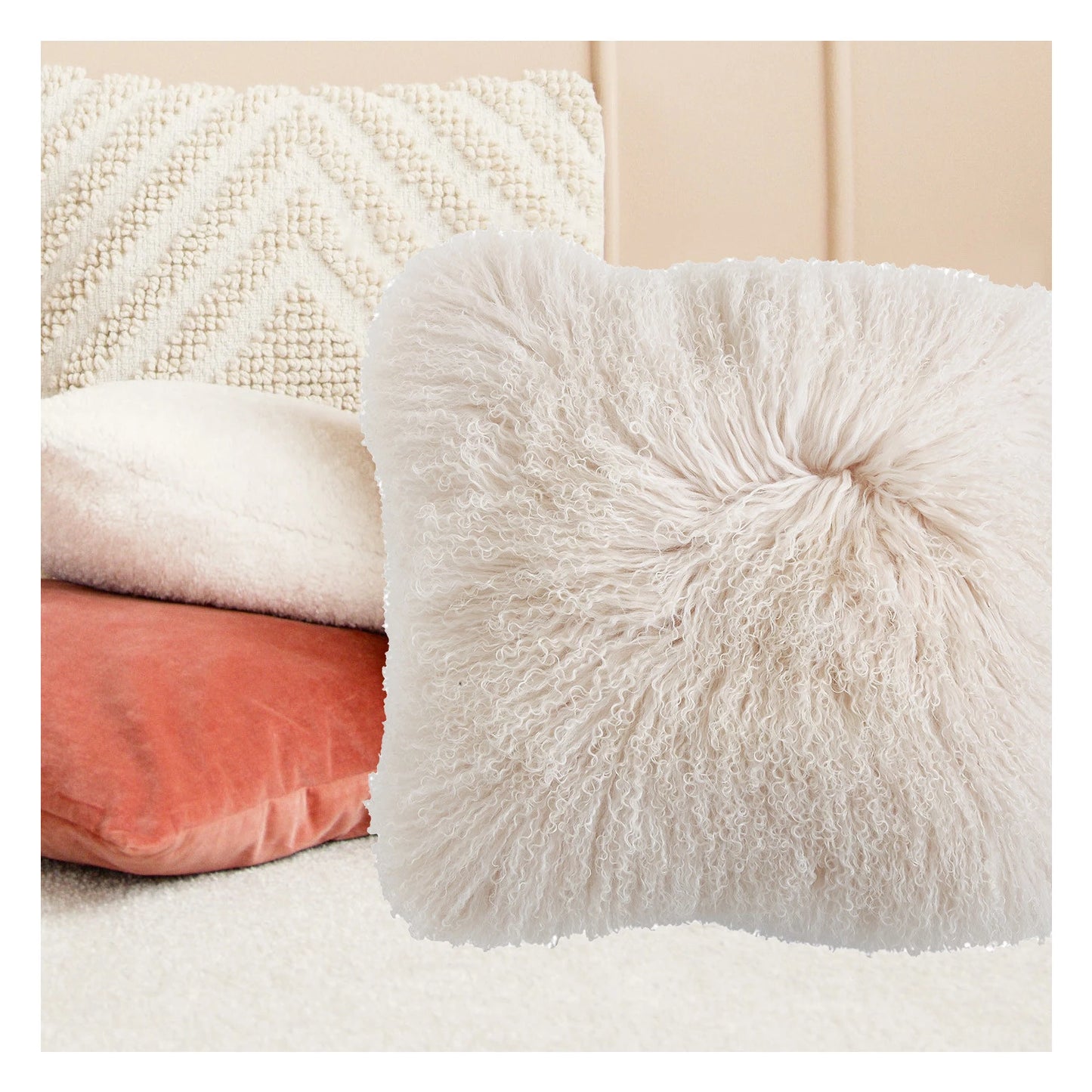 Mongolian Lamb Fur Pillow 20"