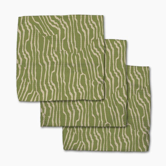 Stripe Funk Grounds Green Dishcloth Set of 3