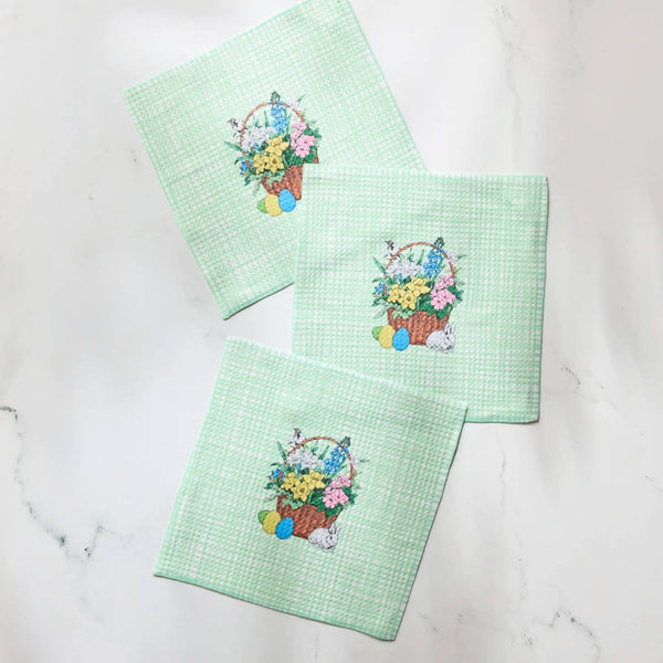 Bunny Basket Dishcloth Set of 3