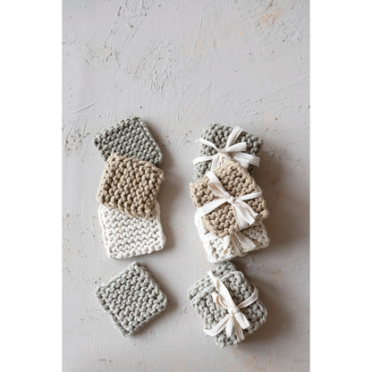 Multicolor Cotton Crocheted Coasters Set