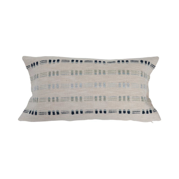 Woven Cotton Lumbar Pillow w/ Embr