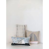 Woven Cotton Lumbar Pillow w/ Embr