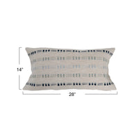 Woven Cotton Lumbar Pillow w/ Embr