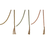 Paulownia Wood Bead with Jute Tassels, 3 Colors
