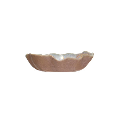 Fluted Dish with Gold Dots & Edge