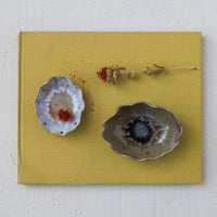 Fluted Dish with Gold Dots & Edge