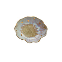 Fluted Dish with Gold Dots & Edge