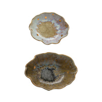 Fluted Dish with Gold Dots & Edge