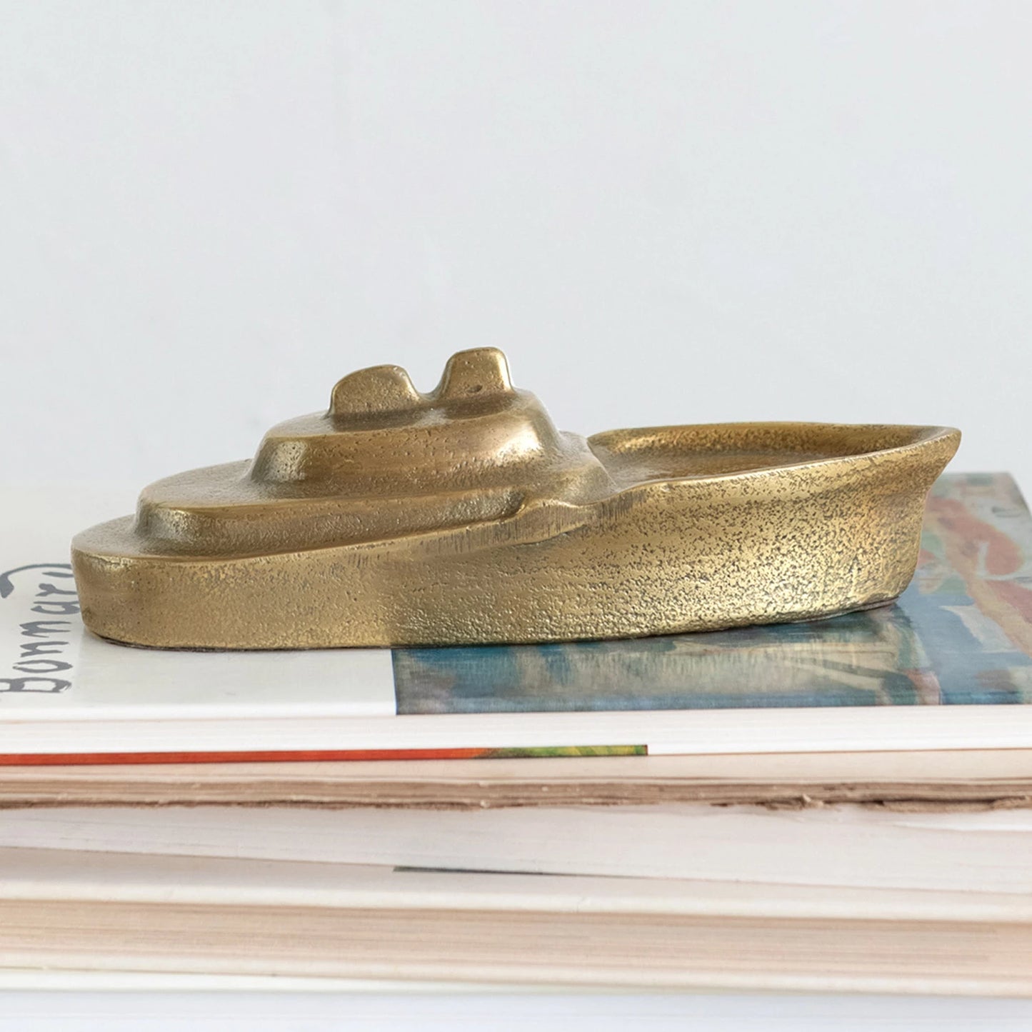 Antique Gold Finish Cast Aluminum Boat