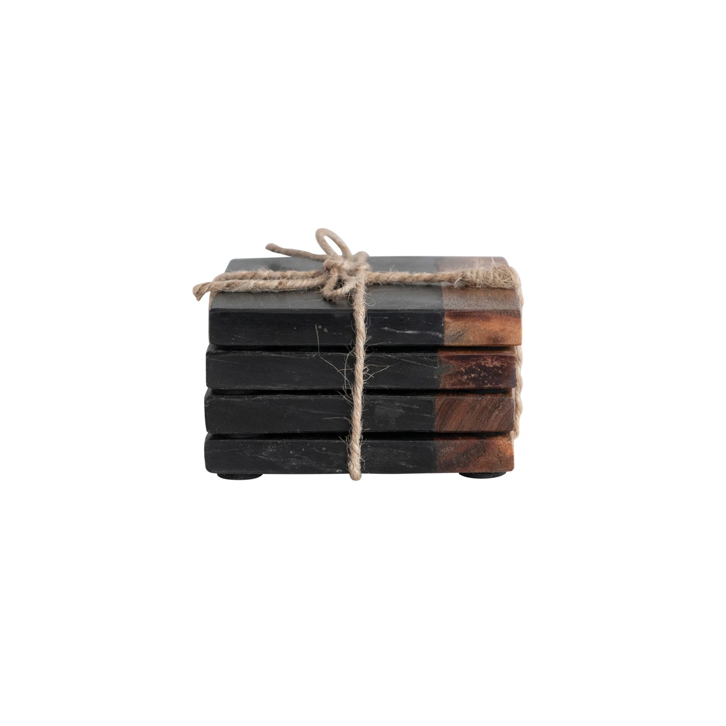 Marble & Acacia Wood Coasters Set