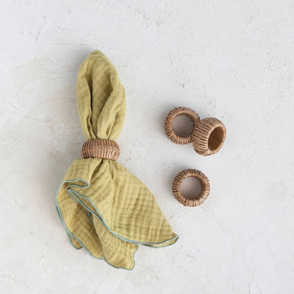Rattan Napkin Rings Set