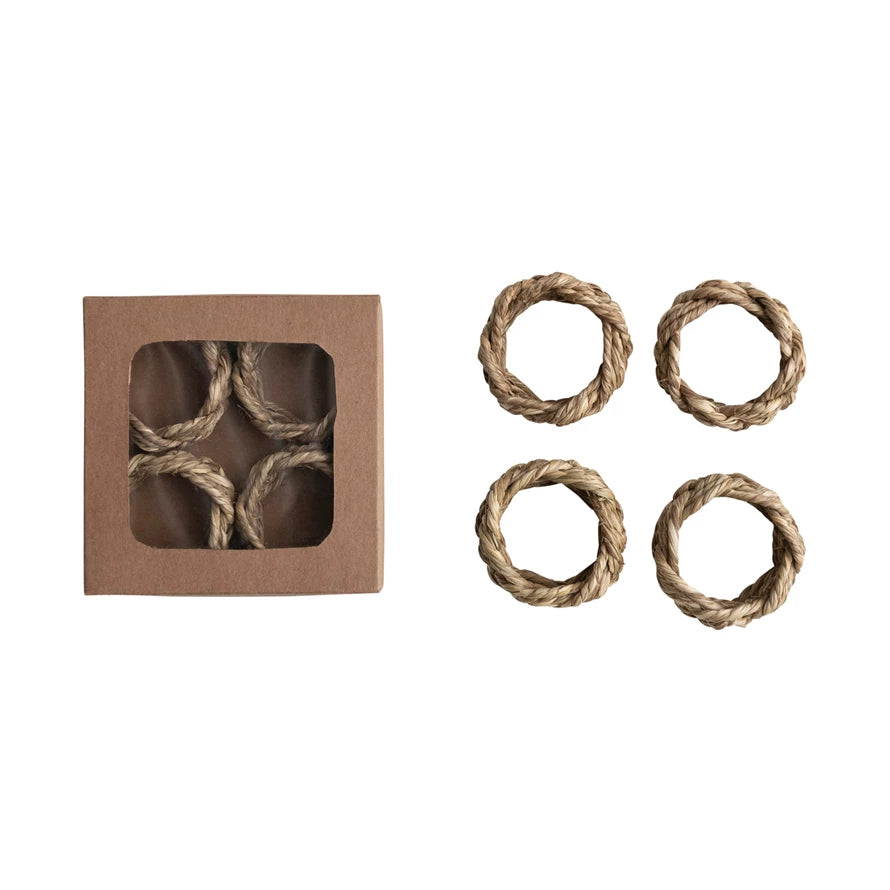 Round Braided Seagrass Napkin Rings