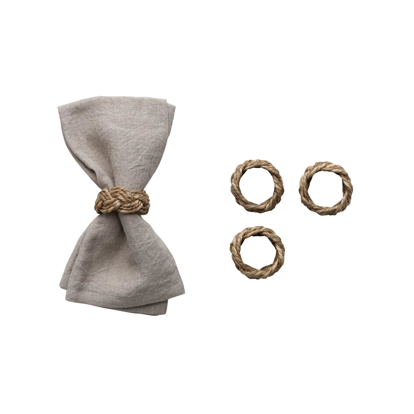 Round Braided Seagrass Napkin Rings