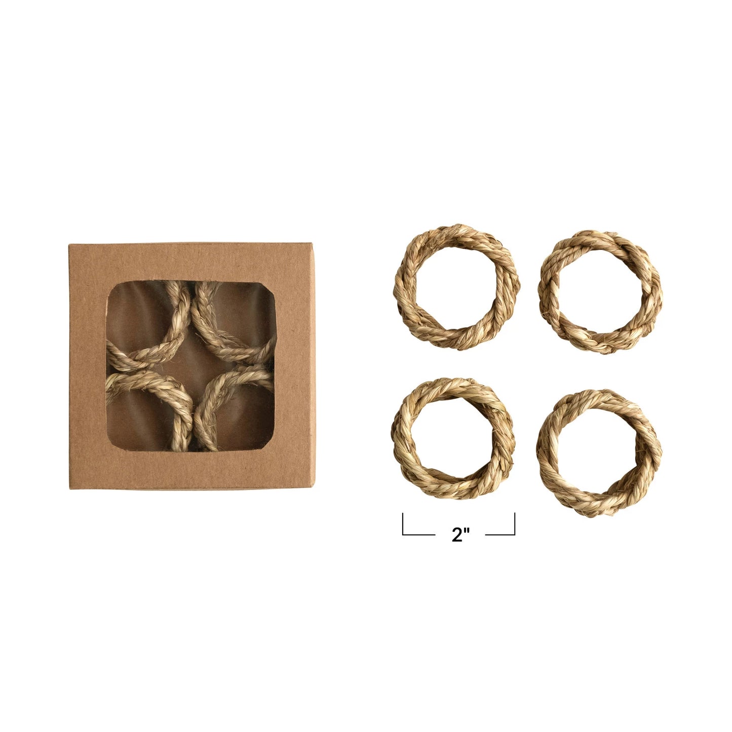 Round Braided Seagrass Napkin Rings