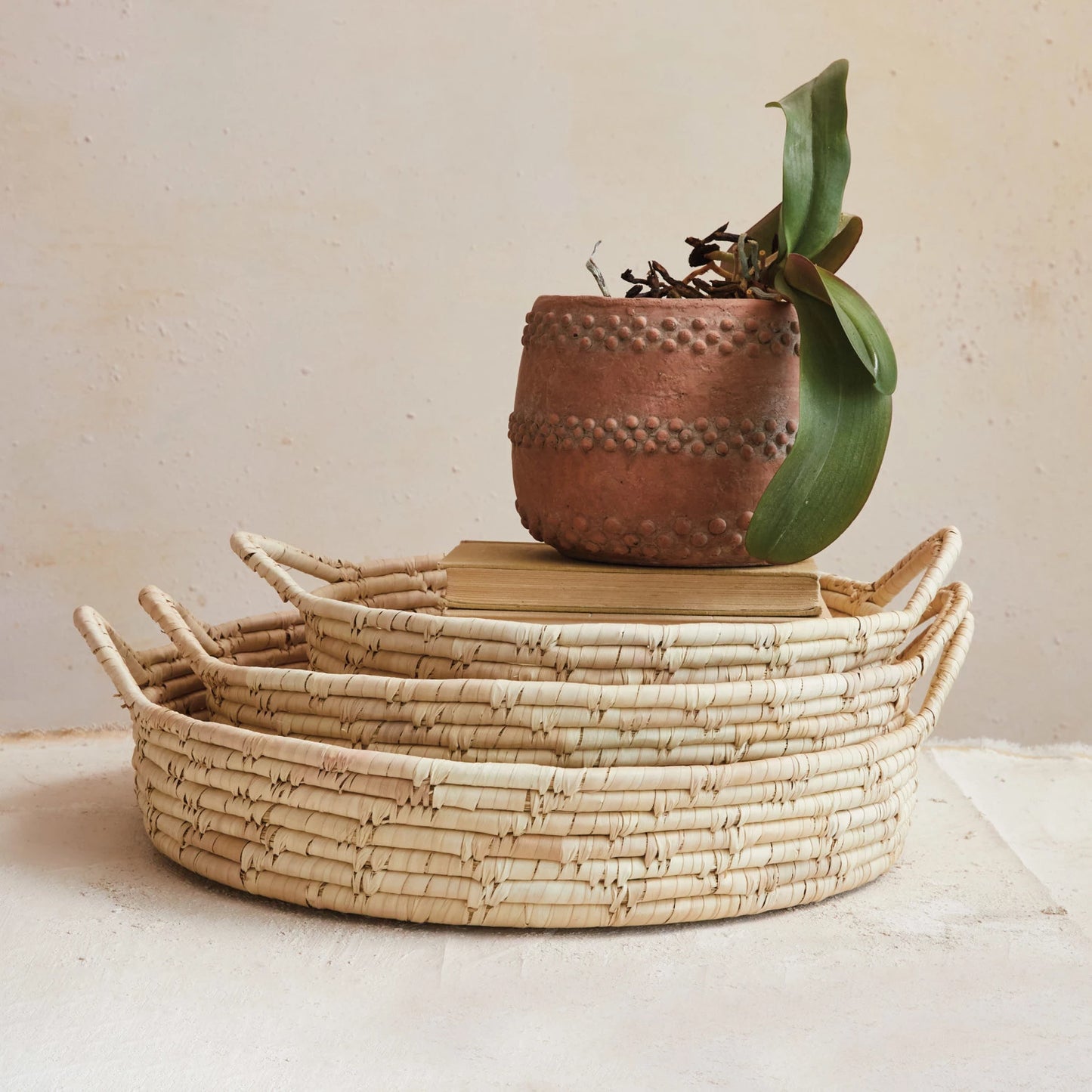 Decorative Grass & Date Leaf Baskets w/ Handles