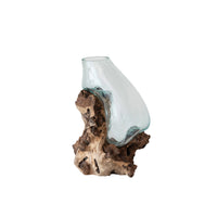 Recycled Glass Terrarium/Vase on Natural Wood Base