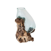 Recycled Glass Terrarium/Vase on Natural Wood Base