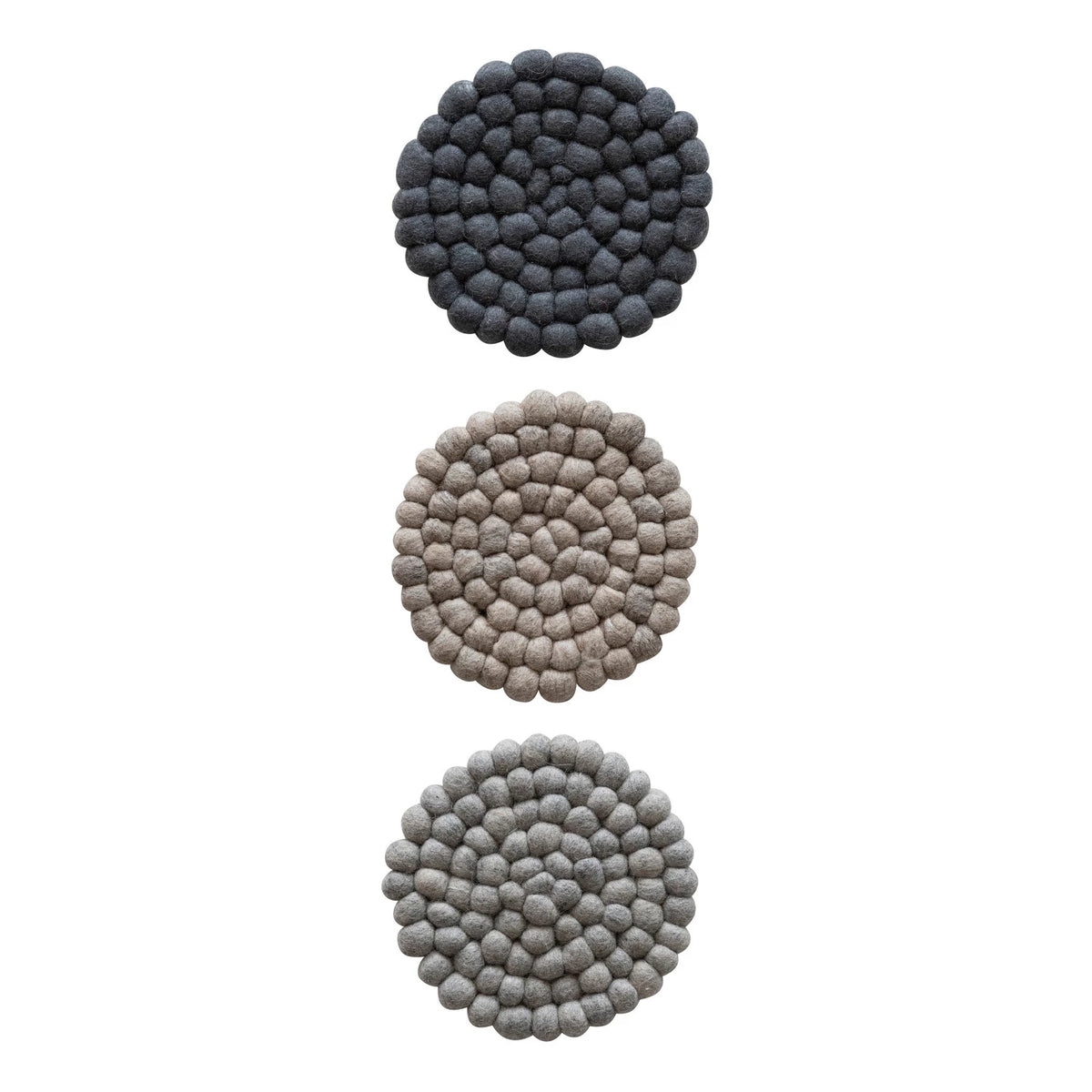 Round Wool Felt Ball Trivet, 3 Colors