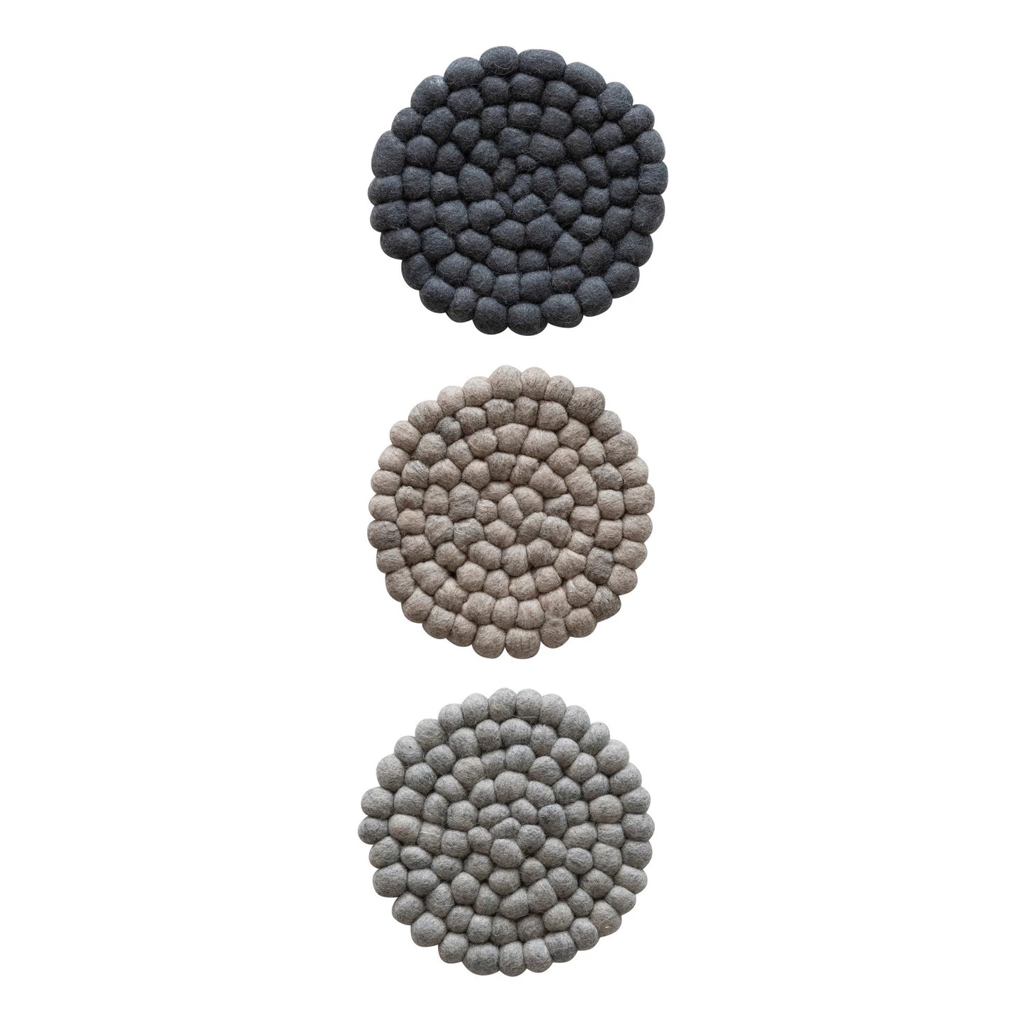 Round Wool Felt Ball Trivet, 3 Colors