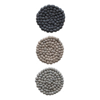 Round Wool Felt Ball Trivet, 3 Colors