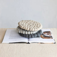 Round Wool Felt Ball Trivet, 3 Colors