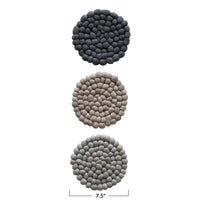 Round Wool Felt Ball Trivet, 3 Colors