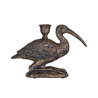 Distressed Gold Finish Bird Taper Candle Holder