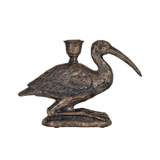 Distressed Gold Finish Bird Taper Candle Holder